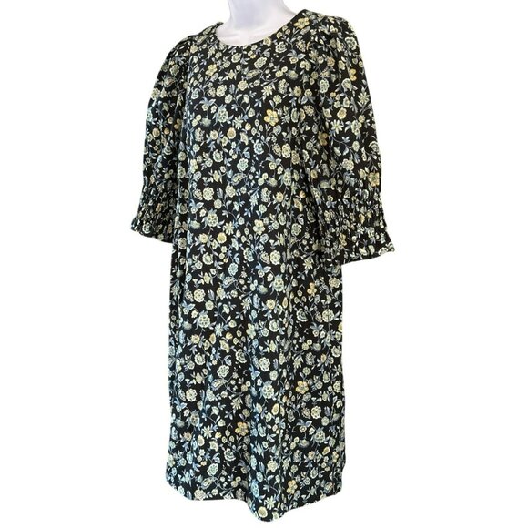 NWT Sara Campbell Black Floral Aria Dress Medium Cottagecore Loose Fit Prairie - Picture 2 of 7